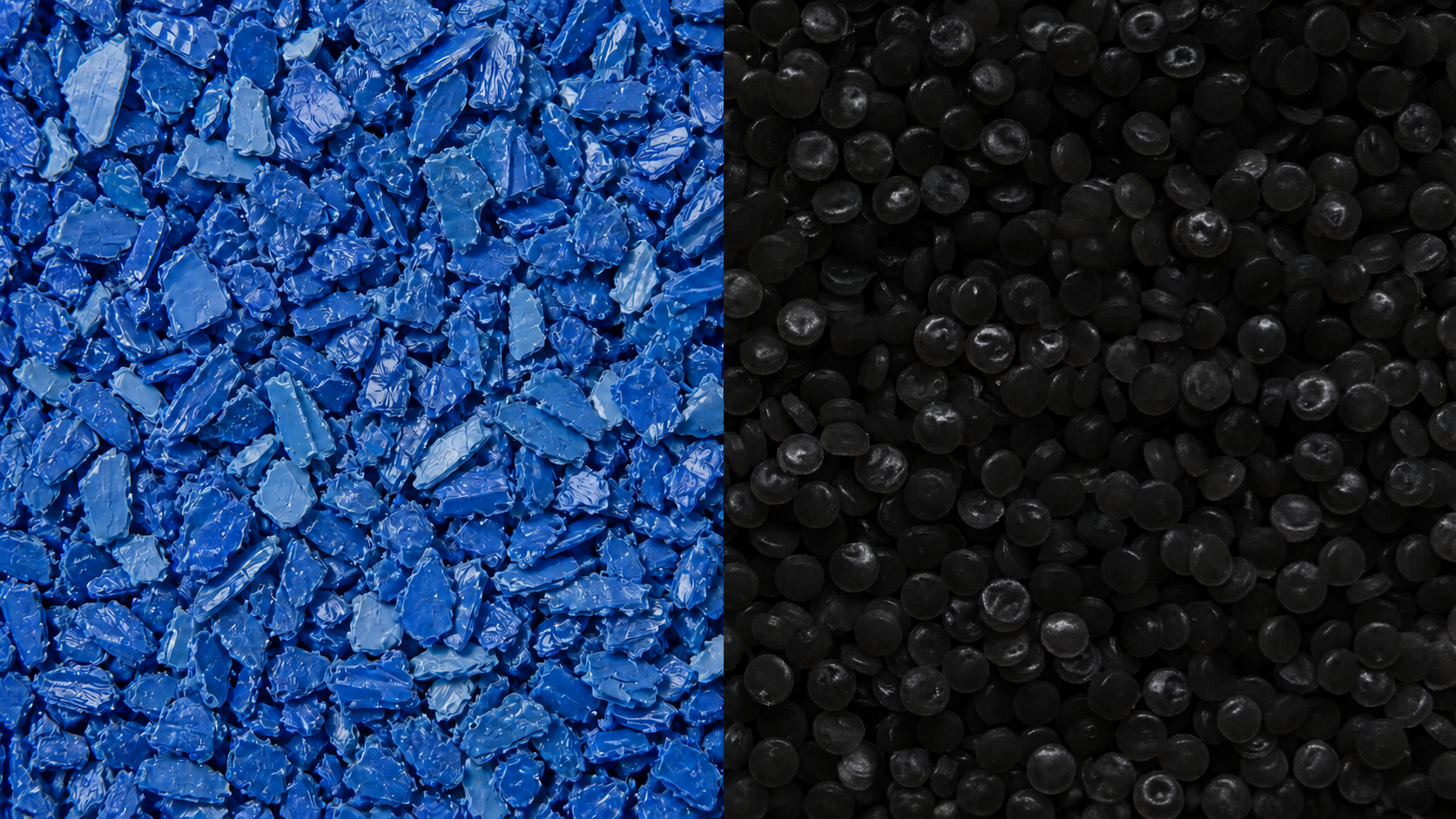PEHD recyclé broyé bleu et granulés noirs produit par ALTECPLAST